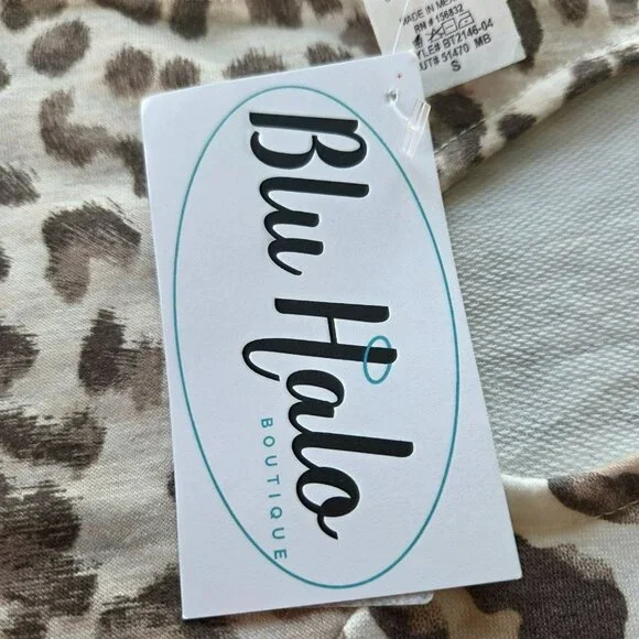 Blu Halo Boutique Women's Top Size Small RN156832 Leopard Print BIB! NWT - Picture 7 of 11
